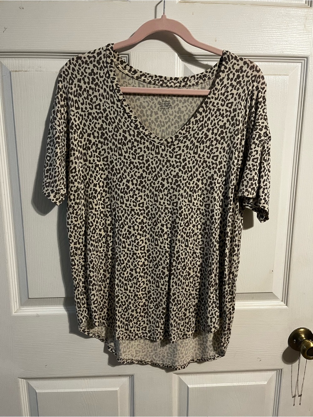 American Eagle Outfitters | Soft & Sexy V-Neck Cream & Black Leopard Print Top